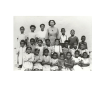 Corinthian Nutter and her class of students from Walker School after the 1948 “Walker School Walkout.”