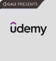 Text reading 'Gale presents Udemy' on a gray background