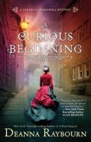 A Curious Beginning A woman walking down a residential street with her back turned in a Victorian dress.